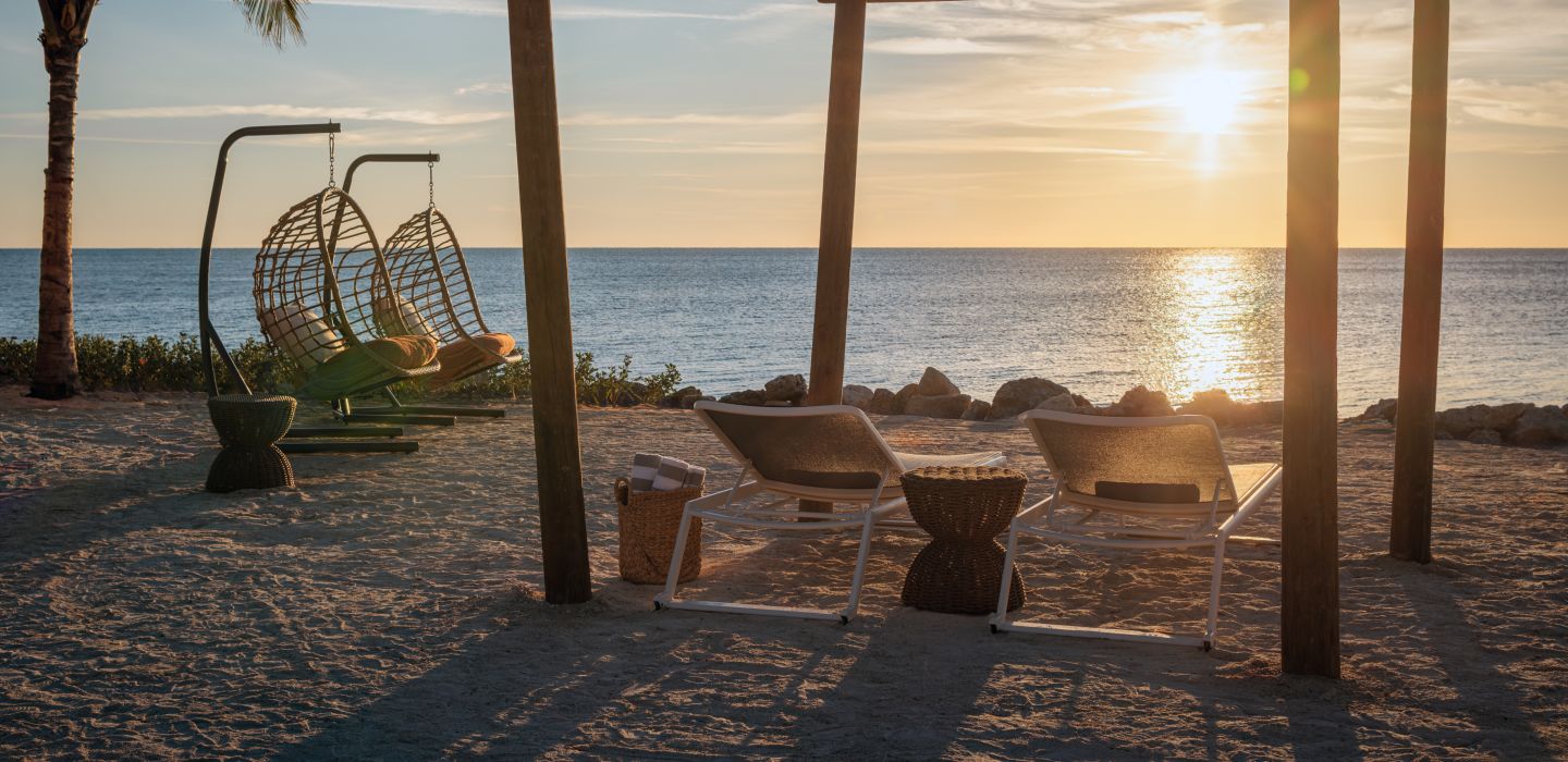 Beachside cabanas at Islander Resort in Islamorada