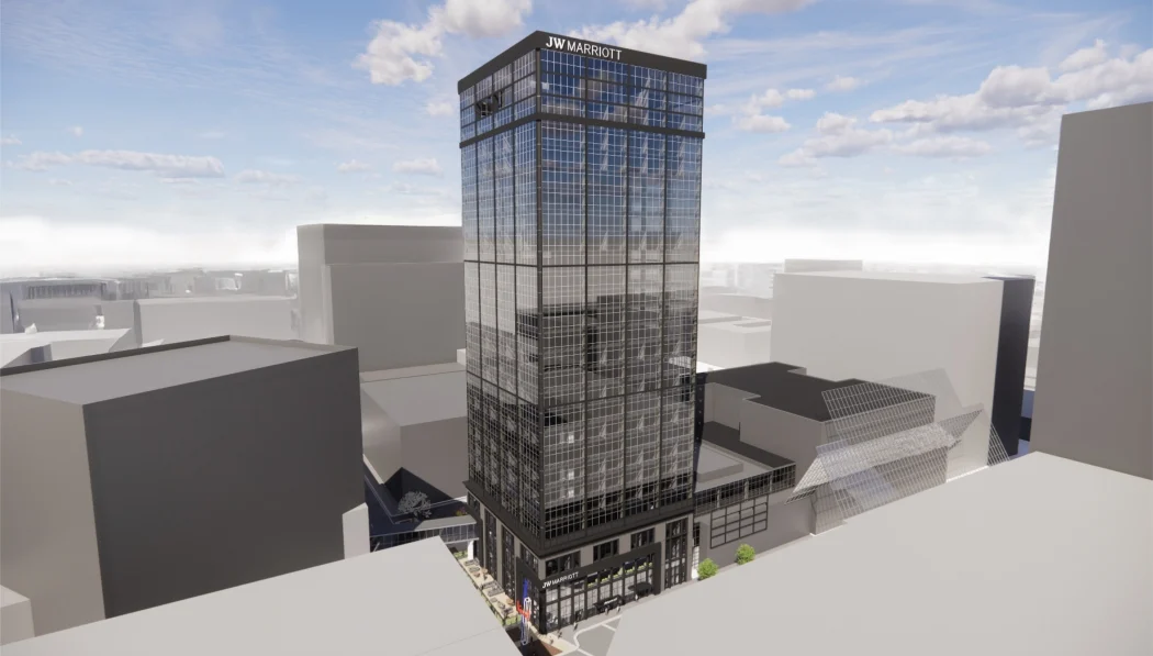 Exterior concept rendering of JW Marriott Louisville